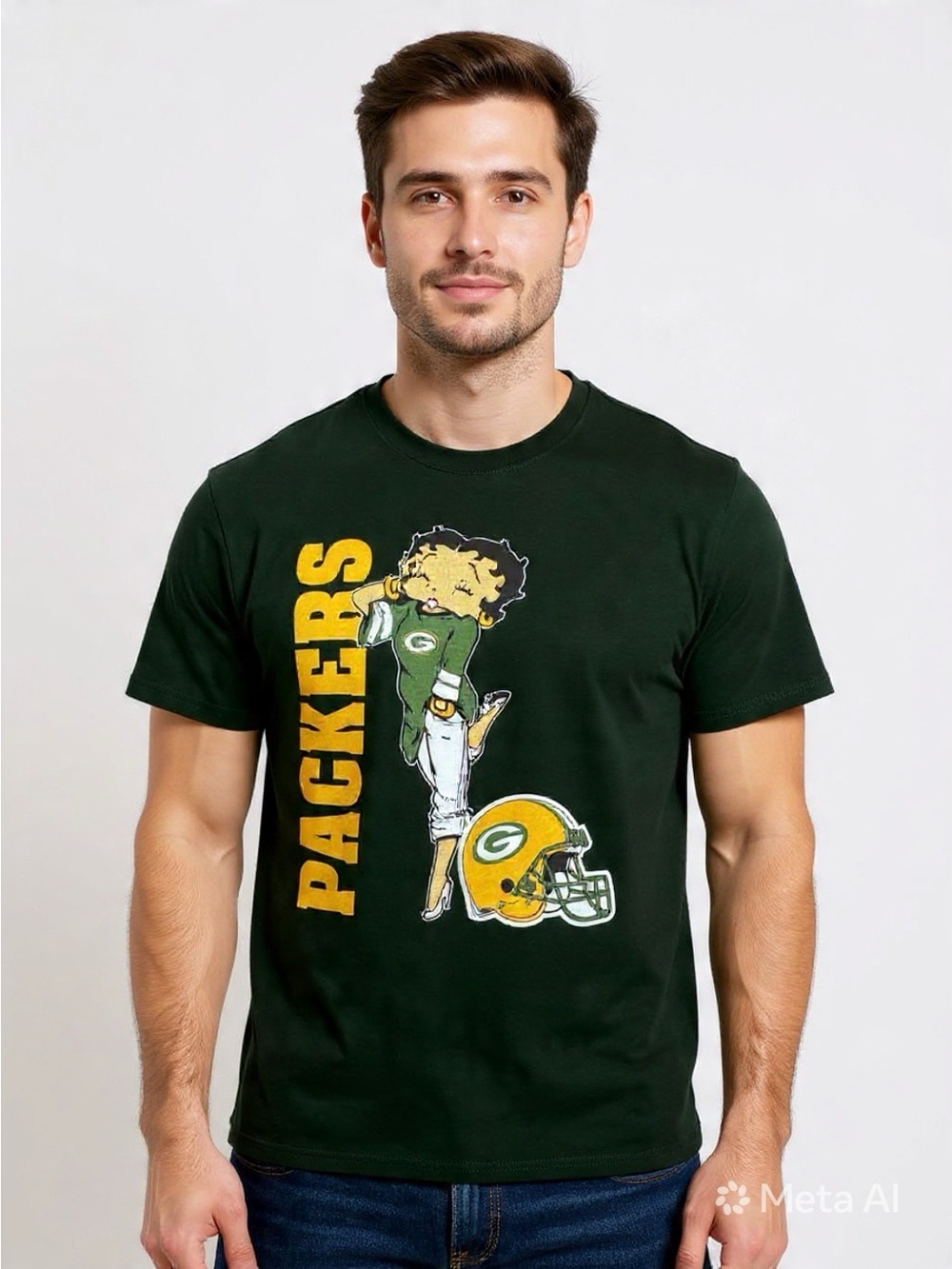 Green Bay Packers Betty Boop Football Graphic Tee Green Sz M